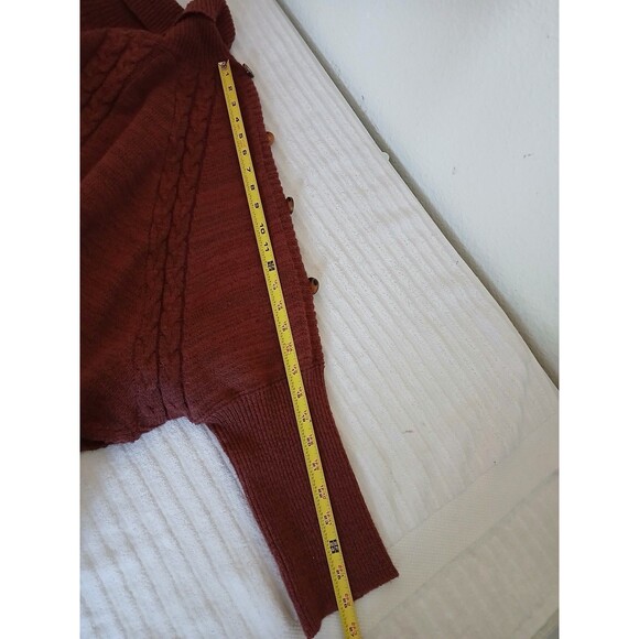 Shein Curve 2XL Poncho Sweater Burgundy Turtleneck Cable Knit Button Detail - Picture 14 of 16